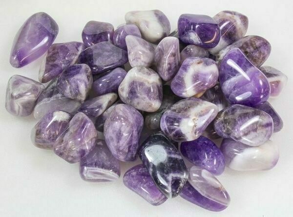 Tumbled, chevron amethyst from India